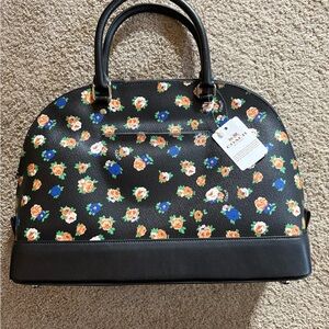 Floral Black Coach Handbag